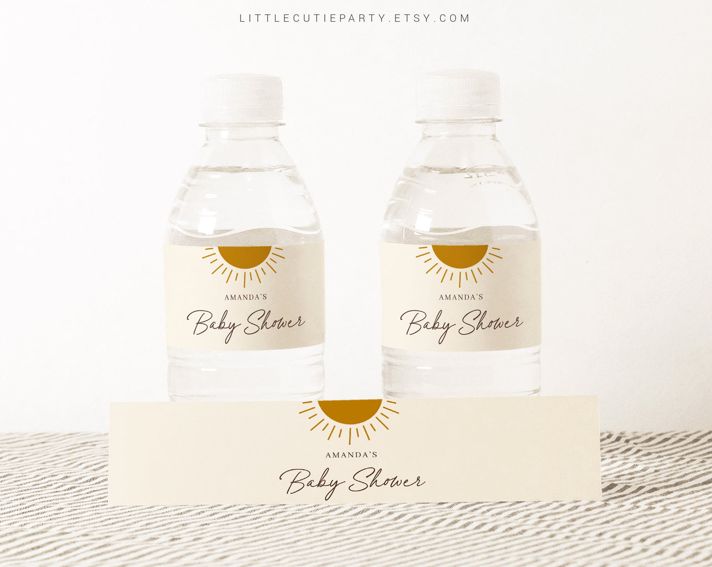 Editable Boho Sun Water Bottle Labels, Sunshine Bottle Labels, Baby Shower Party Decorations SUNBS001