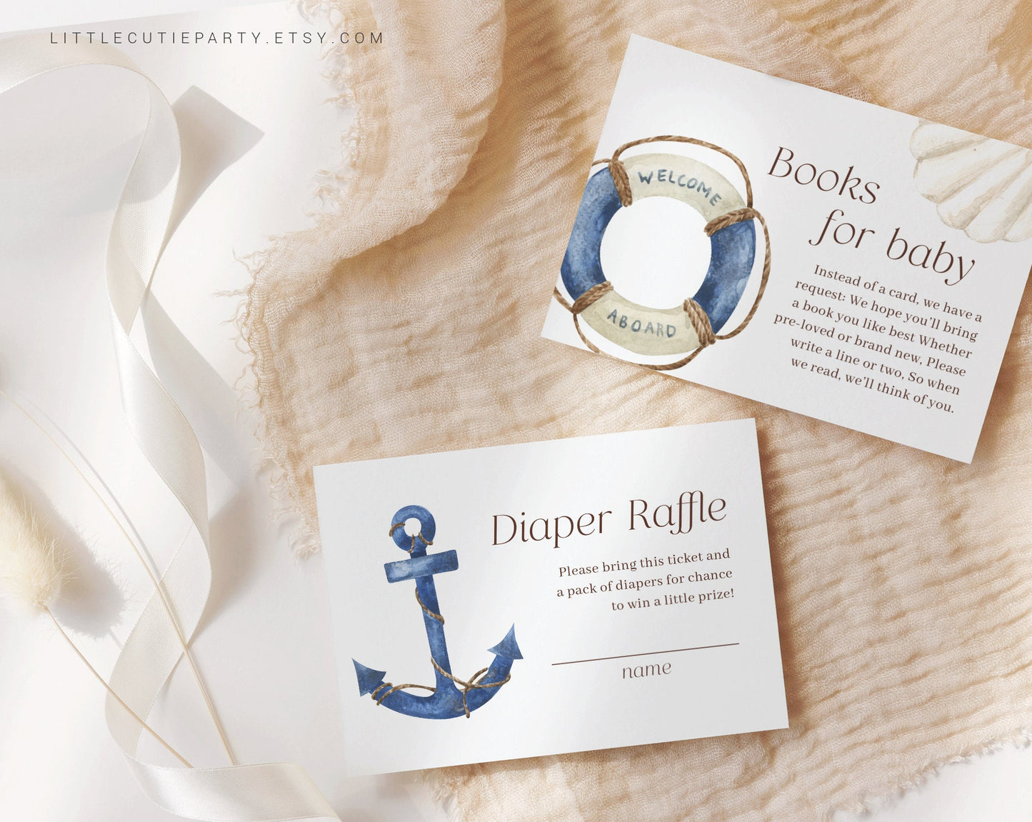 Editable Ahoy Its a Boy Baby Shower Invitation, Nautical Baby Shower Invite with Diaper Raffle, Books for Baby and Gift Tag NAUBS001