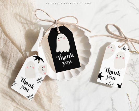 Editable Little Boo is Almost Due Favors, Halloween Baby Shower Favors, 3 Thank you Tags for Halloween Baby Shower Party HAWBS002