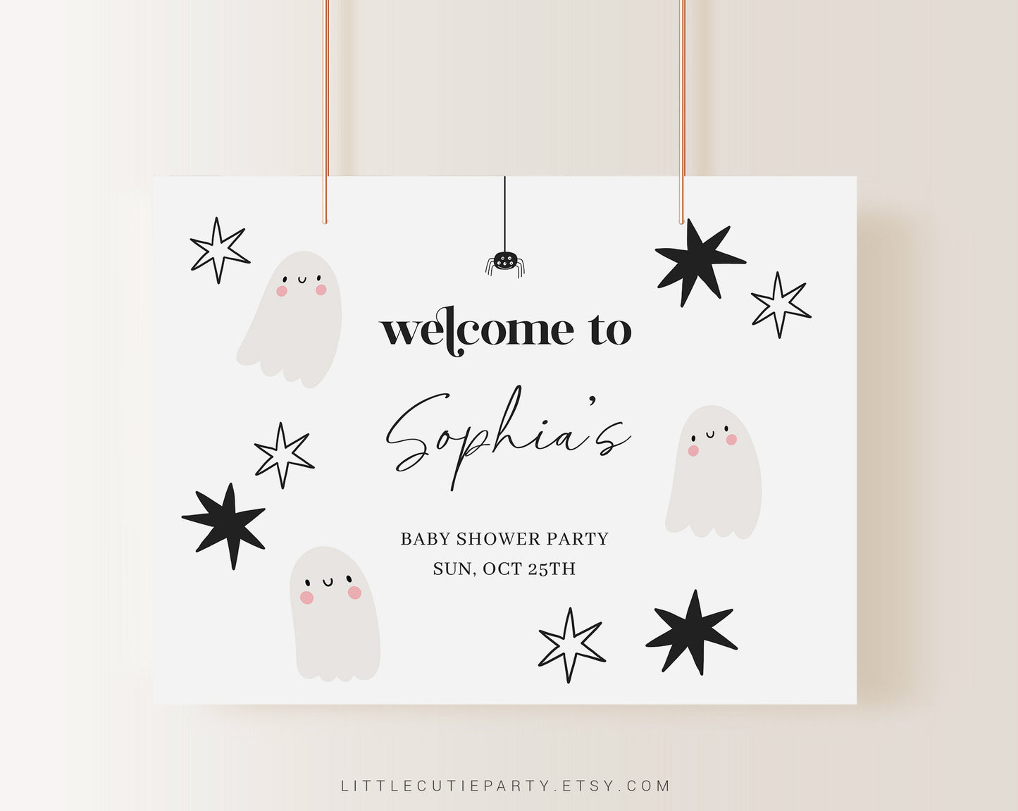 Editable Little Boo is Almost Due Banner, Little Boo is Almost Due Backdrop, Halloween Baby Shower Sign HAWBS002