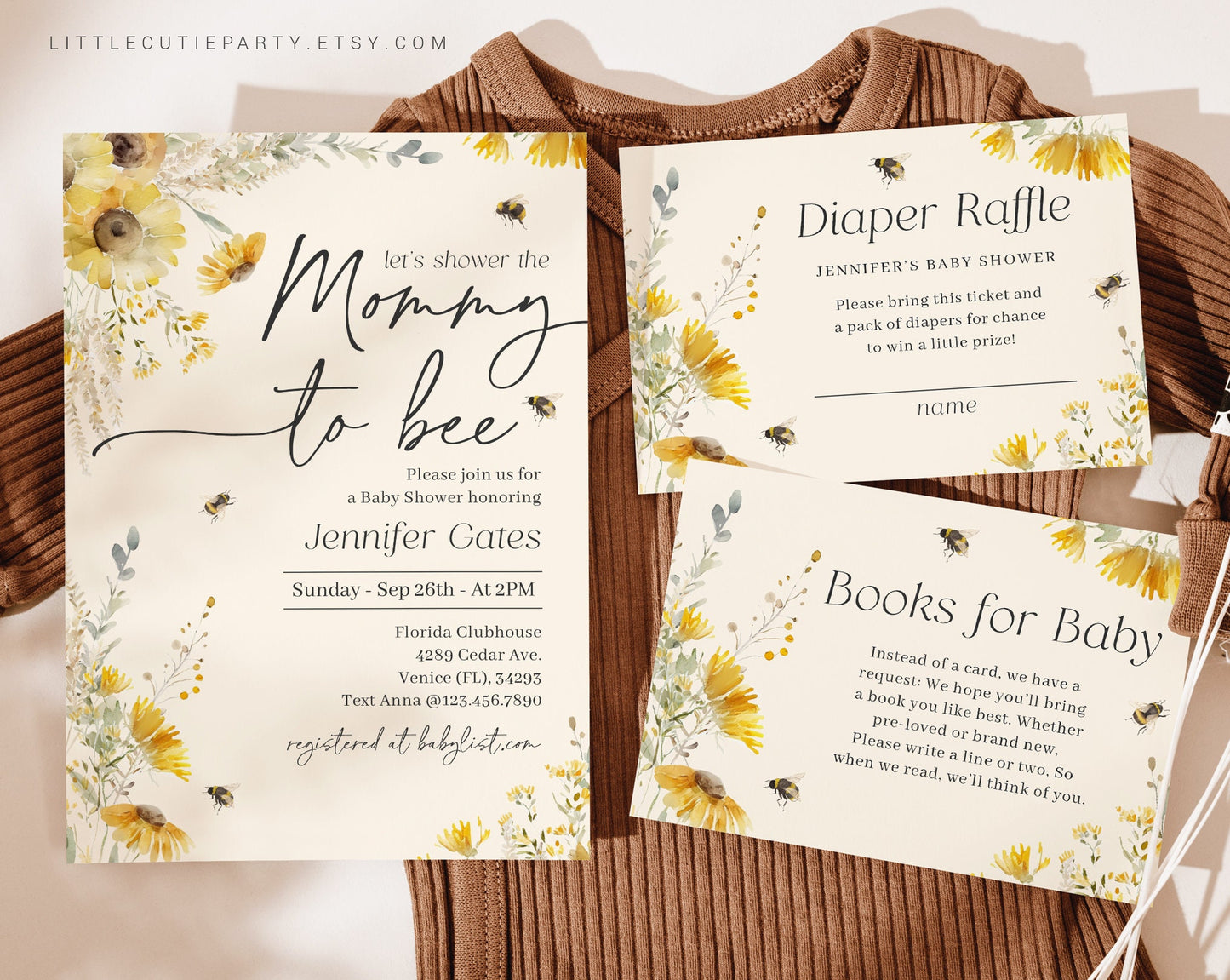 Editable Mommy to Bee Baby Shower Invitation, Mama to Bee Invitation, Bee Shower Invites, Diaper Raffle, Books for Baby and Tag MBEEBS002