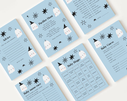 10 Editable A Little Boo is Almost Due Games, Halloween Baby Shower Games, Halloween Baby Shower Game Bundle, Party Games HAWBS003