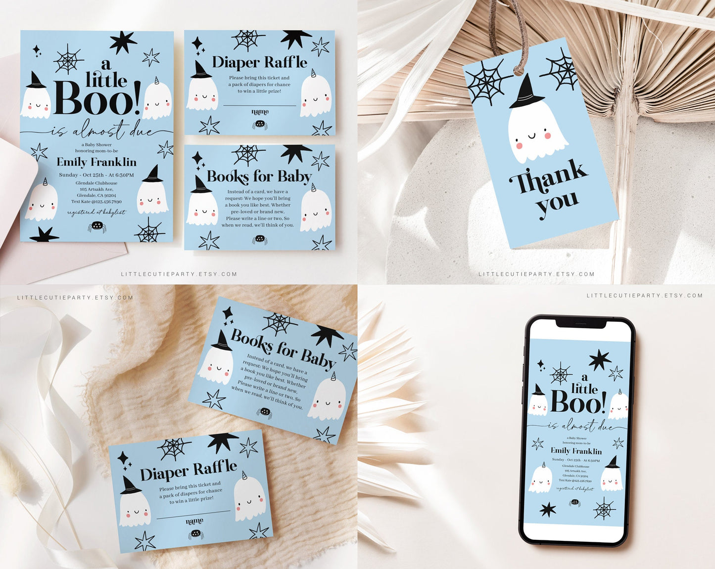 Editable Halloween Baby Shower Bundle, Little Boo is Almost Due, with Games Bundle and All Decorations HAWBS003