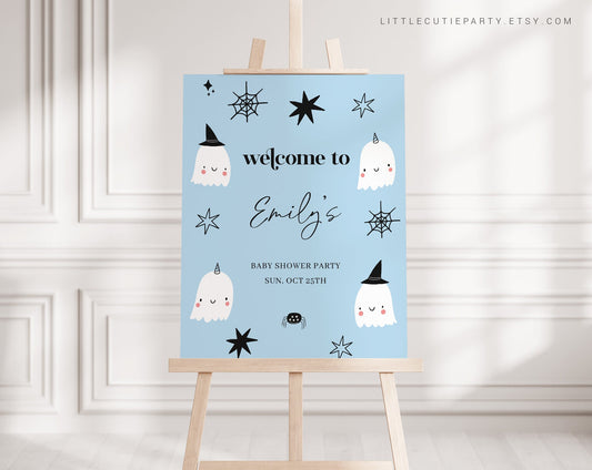 Editable A Little Boo is Almost Due Welcome Sign, Halloween Baby Shower Sign, Little Boo is Almost Due Decorations Halloween Party HAWBS003