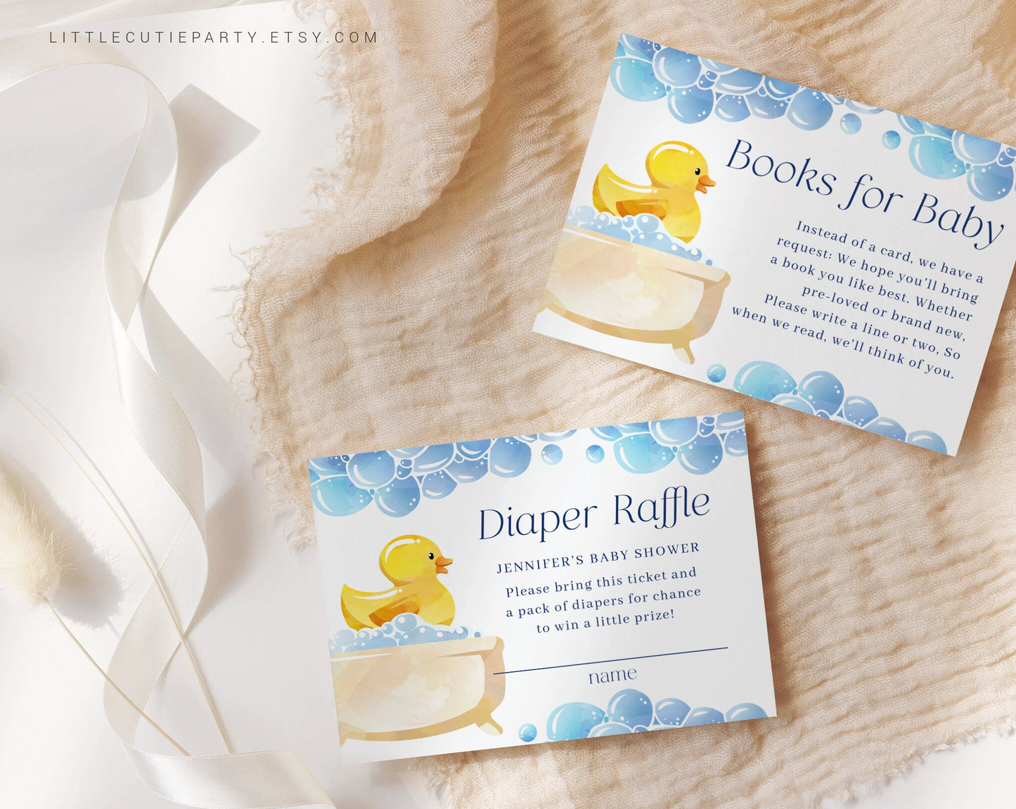 Editable Rubber Duck Shower Invitation, RubberDuck, Duckling baby shower with Diaper Raffle, Books for Baby and Gift Tag RUBBS002