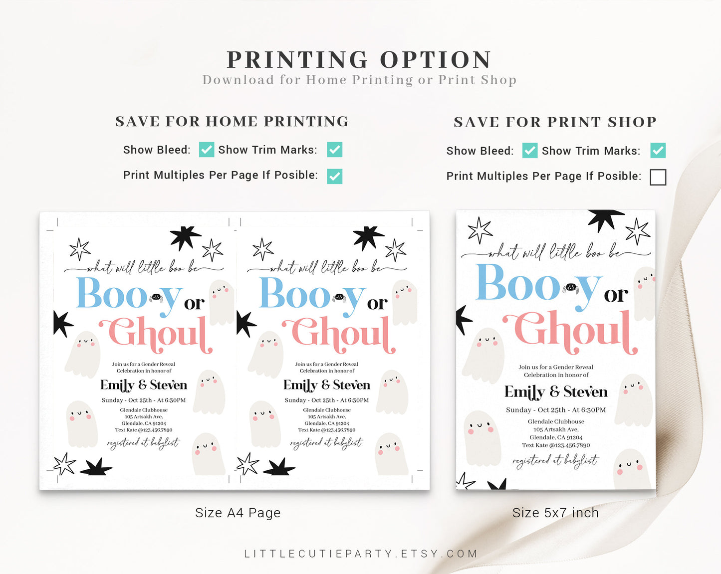 Editable Boo-y or Ghoul Gender Reveal, Halloween Gender Reveal Invitation, He Or She, Boy Or Girl Fall Gender Reveal HLWGR001