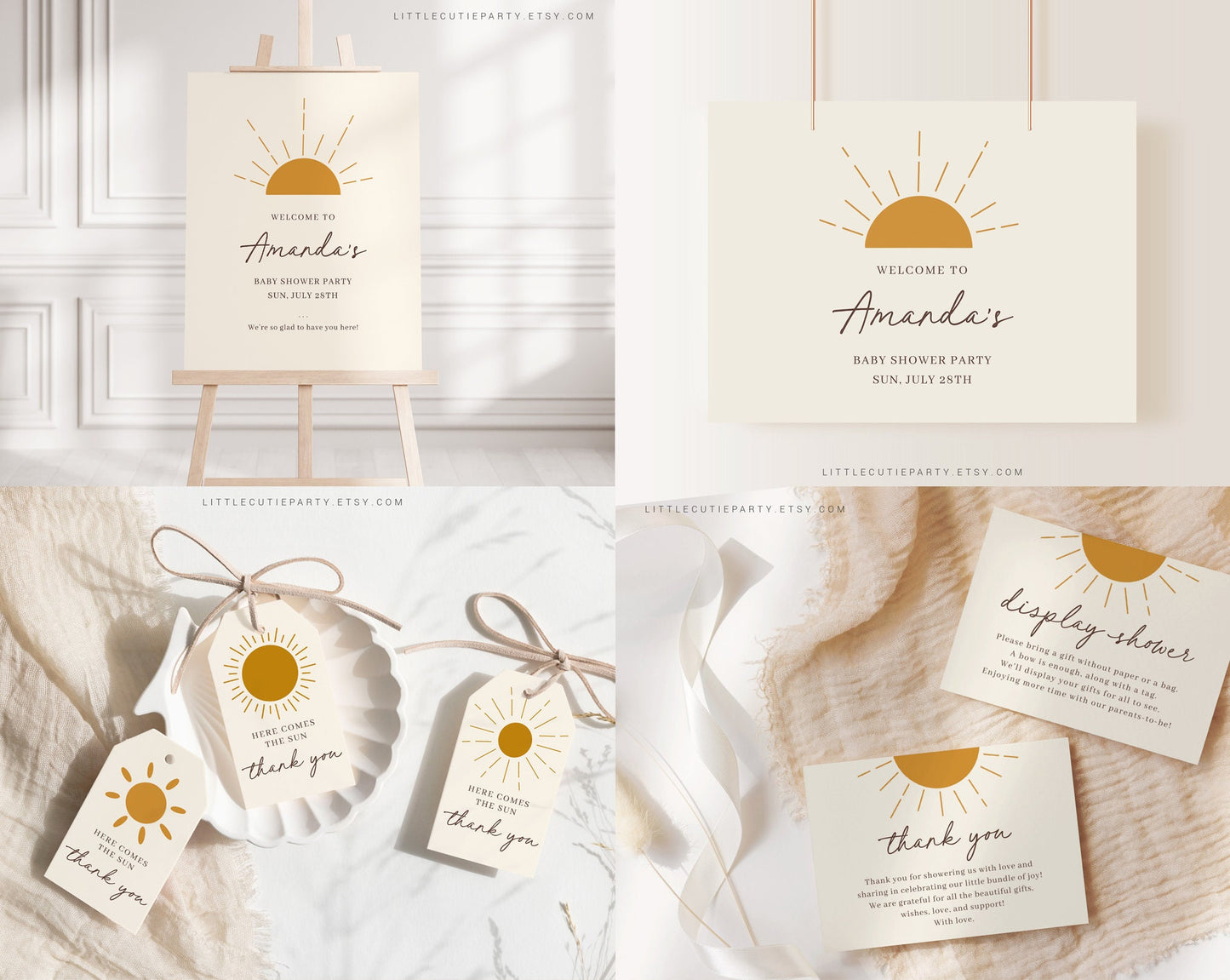 Editable A Little Ray of Sunshine Baby Shower Bundle, Sunshine Baby Shower Invitation Bundle, with Games Bundle and All Decorations SUNBS001