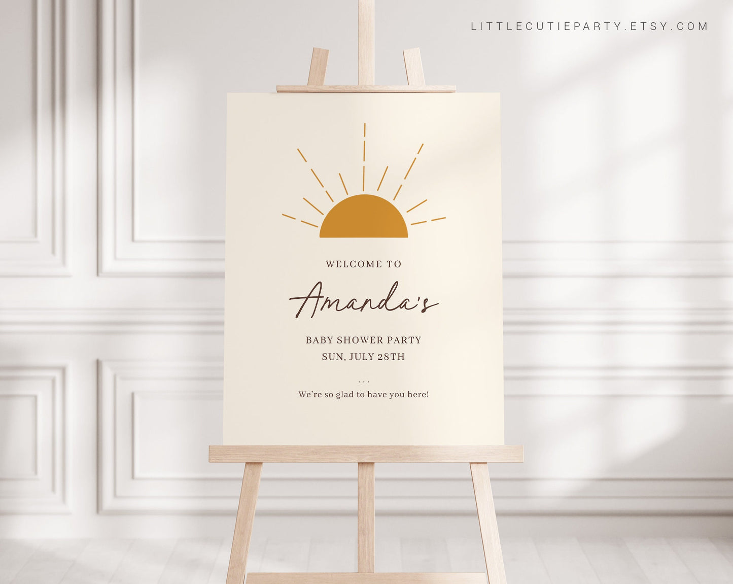 Editable Boho Sun Baby Shower Welcome Sign, Welcome Board, Welcome Template Babyshower Party SUNBS001