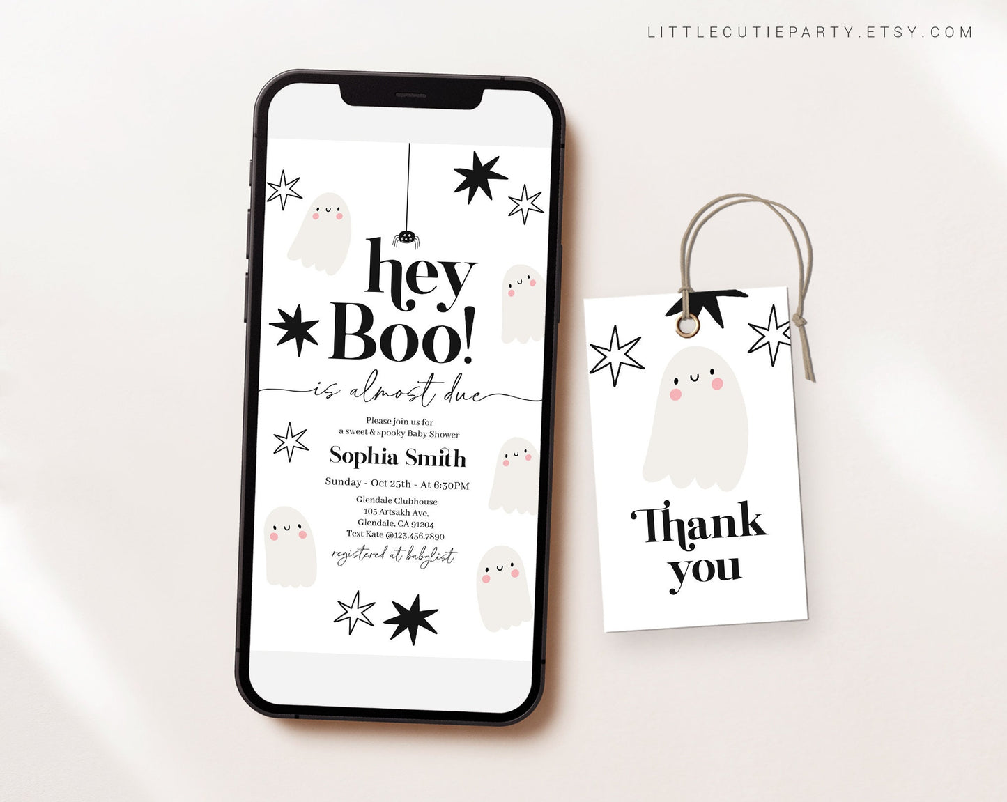 Editable Little Boo Baby Shower Invites, Halloween Baby Shower Invitation Digital, Evite, Electronic Invite HAWBS002