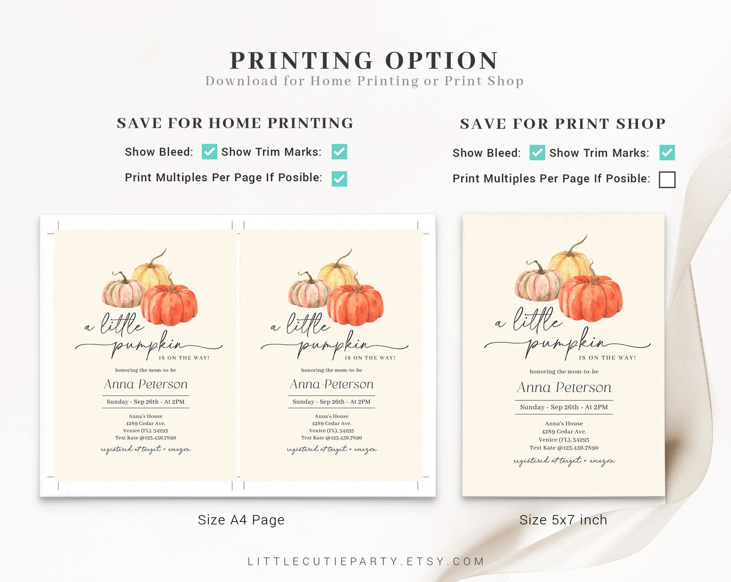 Editable Little Pumpkin Baby Shower Invitation Set, Fall Autumn Pumpkin Baby Shower Invite, Pumpkin Baby Invite Set PMKBS001