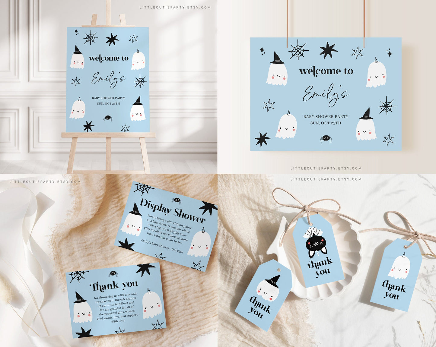 Editable Halloween Baby Shower Bundle, Little Boo is Almost Due, with Games Bundle and All Decorations HAWBS003