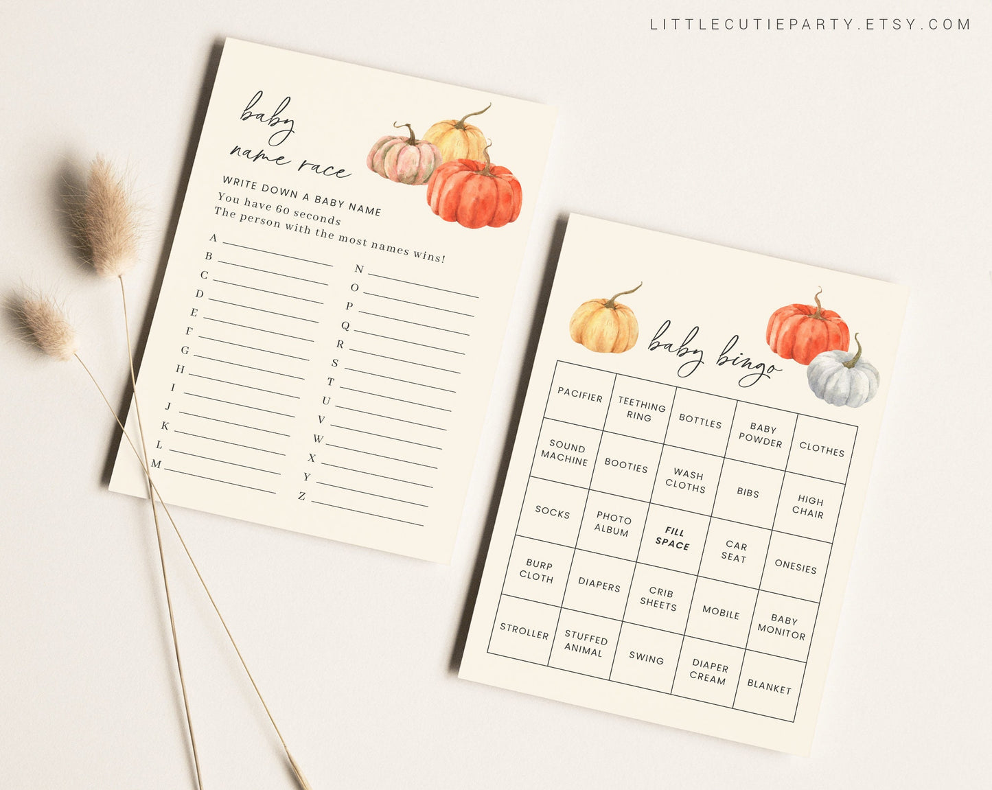 10 Editable Little Pumpkin Baby Shower Games, Baby Shower Games Bundle, Gender Neutral Party Games PMKBS001