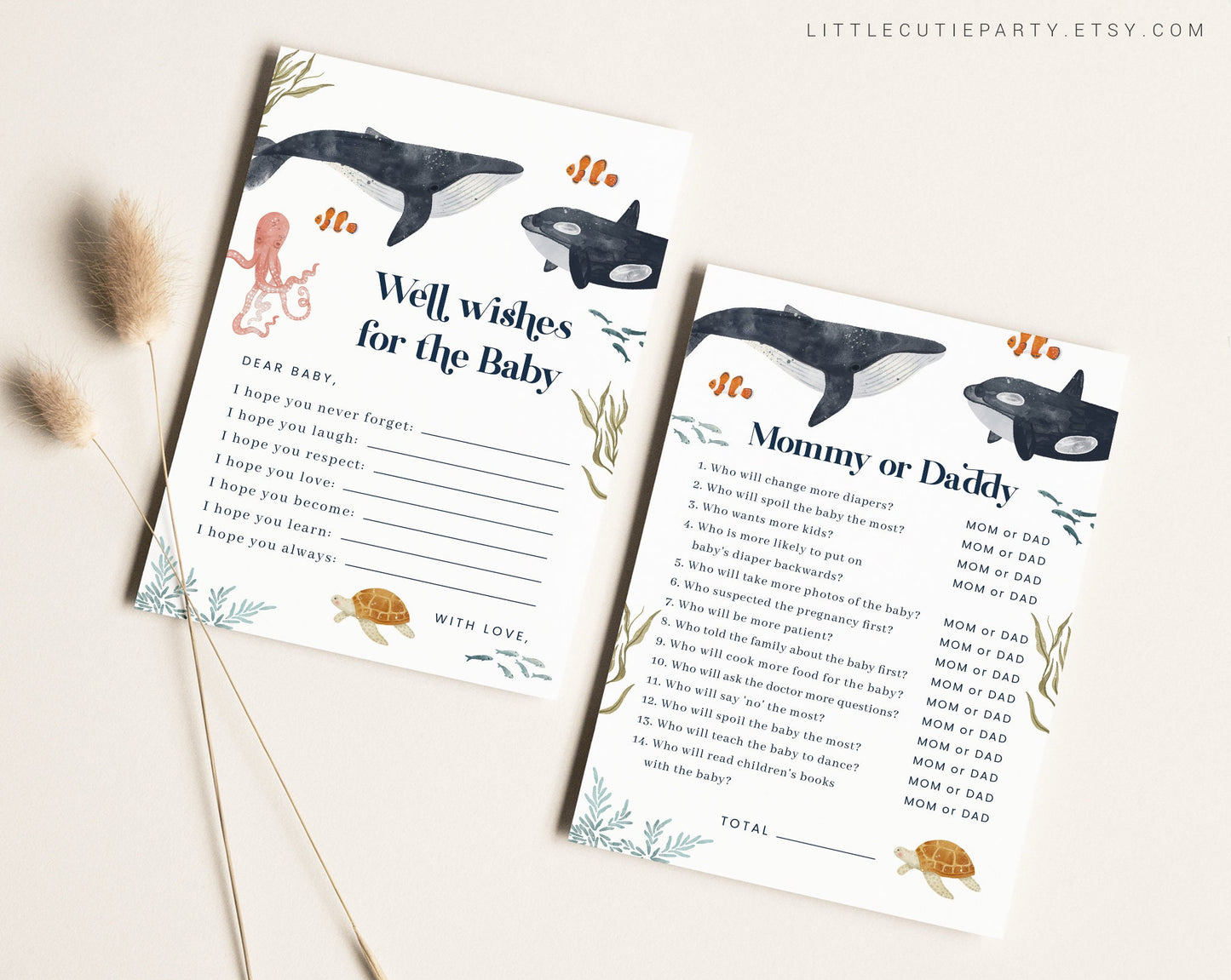 10 Editable Ocean Baby Shower Games, Under the Sea Baby Shower Games, Nautical Baby Shower Game Bundle, Sea and Ocean Theme OCENBS002