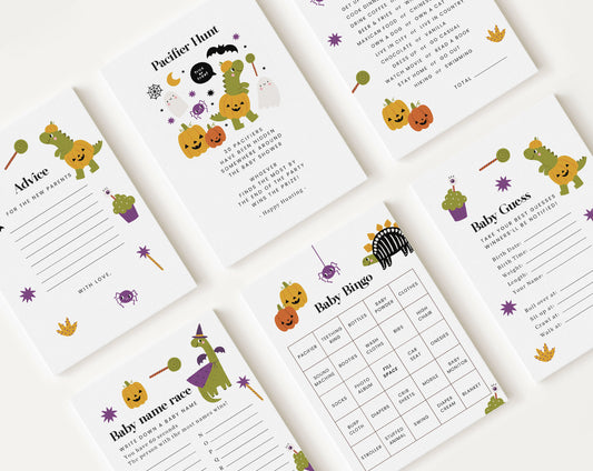 10 Editable Halloween Babyshower Games, Baby Shower Games Bundle, Gender Neutral Party Games HLWBS001
