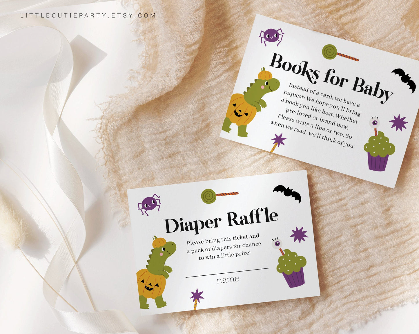 Editable Halloween Baby Shower Invitation Digital, Dino Halloween Baby Shower Invitation, Electronic Invite HLWBS001