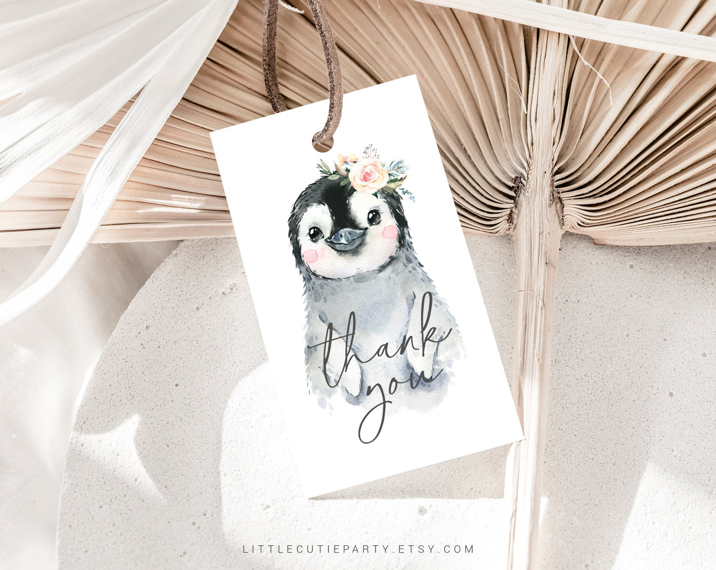 Editable Penguin Baby Shower Invitation for Girl, Little Penguin Girl Theme with Diaper Raffle, Books for Baby and Gift Tag PENGBS003
