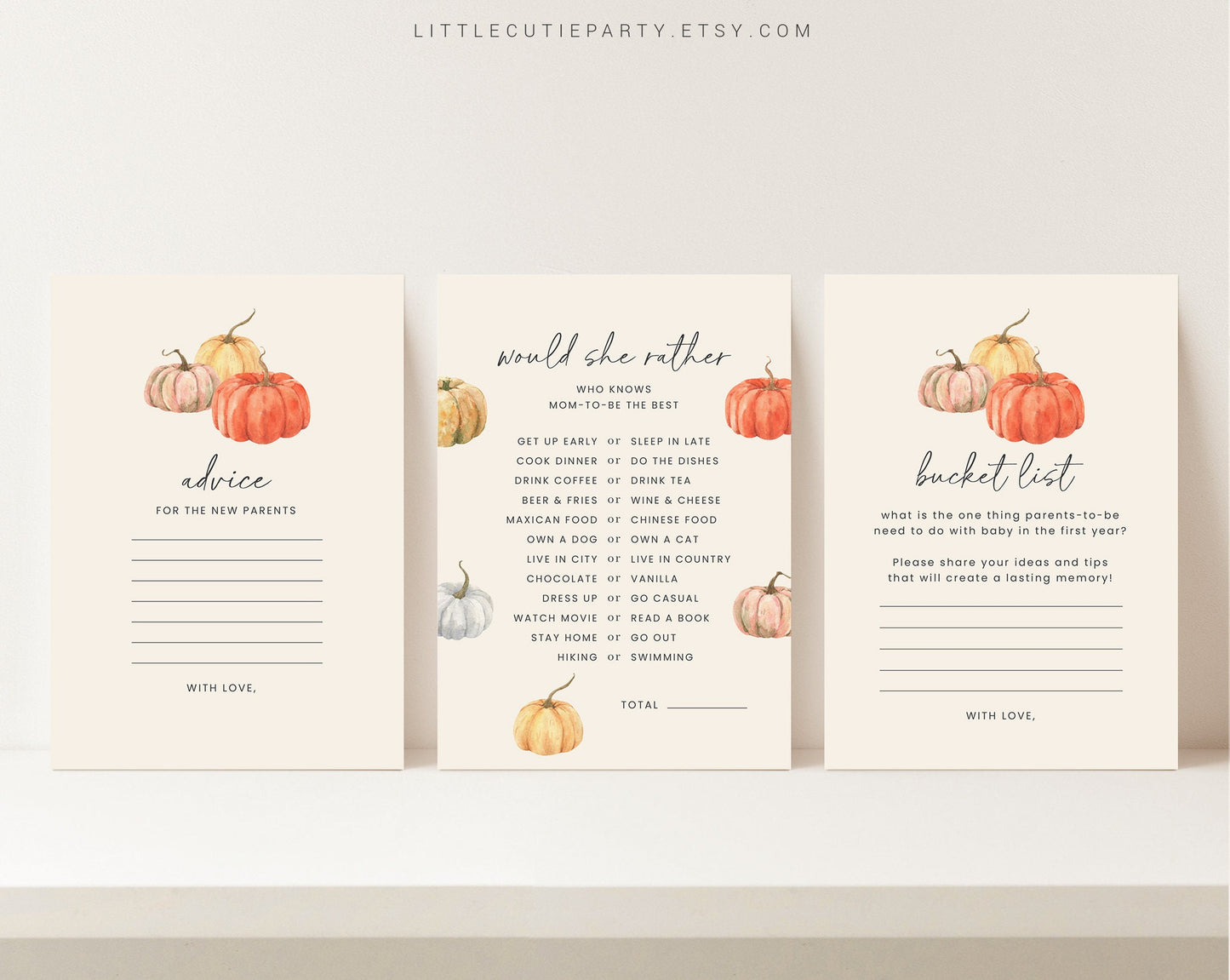 10 Editable Little Pumpkin Baby Shower Games, Baby Shower Games Bundle, Gender Neutral Party Games PMKBS001