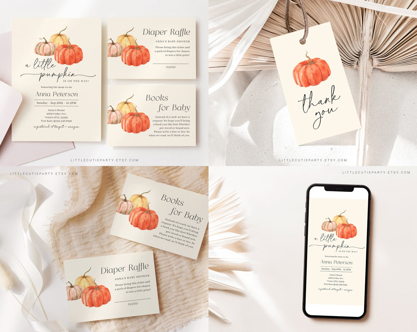 Editable Little Pumpkin Baby Shower Bundle, Pumpkin Baby Shower Invitation Bundle, with Games Bundle and All Decorations PMKBS001