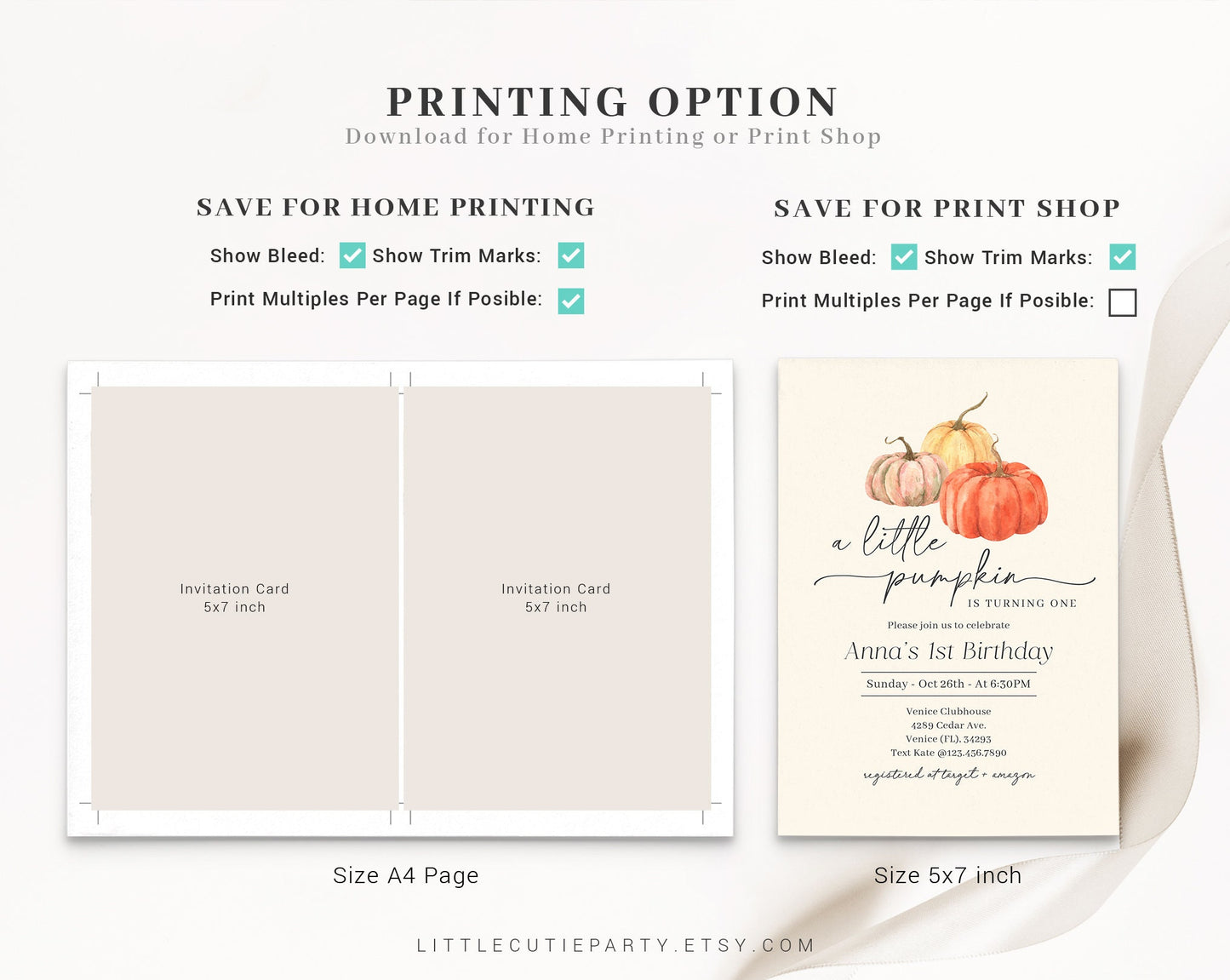 Editable Little Pumpkin First Birthday Invitation, Little Pumpkin is One Invitation, Pumpkin Birthday Party Invite with Gift Tag PMKBD001