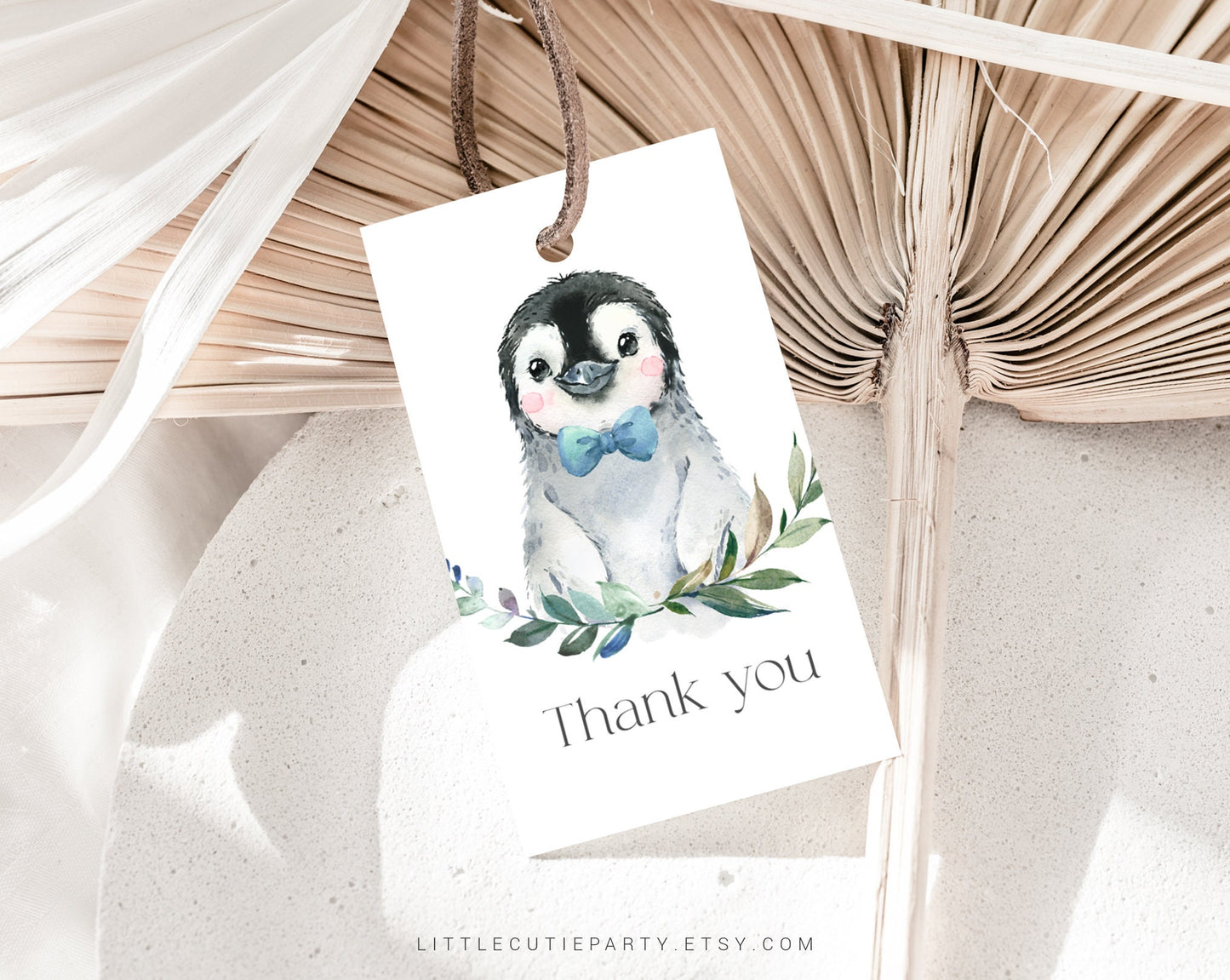 Editable Penguin Baby Shower Invitation for Boy, Little Penguin Theme with Diaper Raffle, Books for Baby and Gift Tag PENGBS004