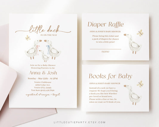 Editable Duck Baby Shower Invitation, Baby Shower Duck Invitations, Duck Baby Shower Invite Party DUCKBS002