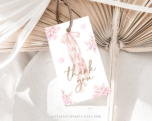 Editable Winter Onederland Birthday Girl Invitation, Rose gold Onederland, Winter Onederland Girl Party Invite with Gift Tag WNTBD002