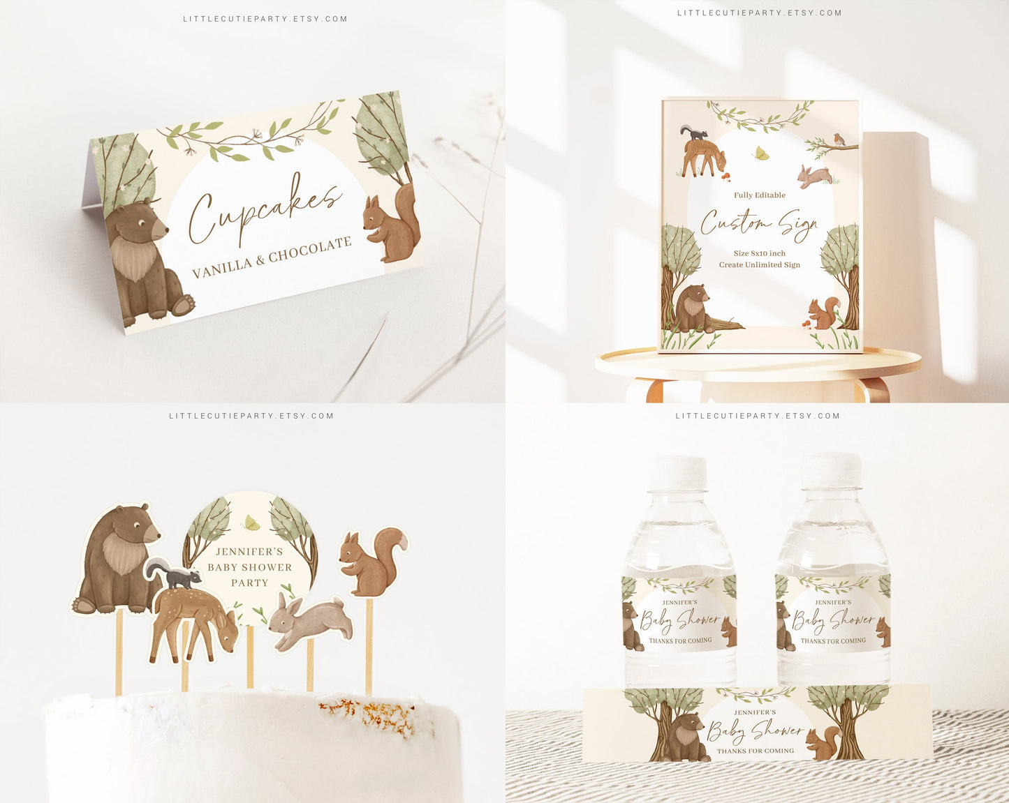 Editable Woodland Baby Shower Invitation Bundle, Woodland Bundle, Woodland Animals Baby Shower with Games Bundle and All Decorations WOOD001