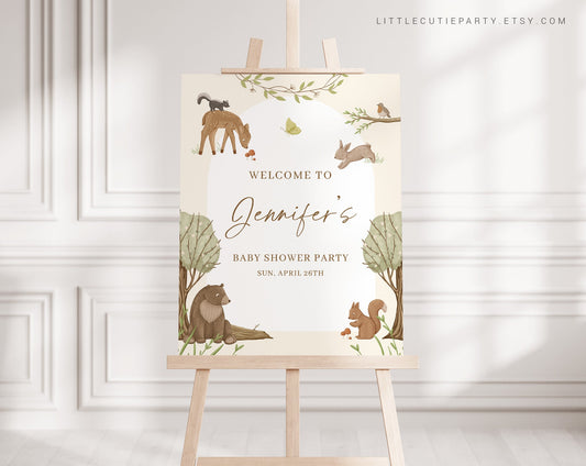Editable Woodland Baby Shower Welcome sign, Woodland Baby Shower Sign, Welcome Board, Welcome Template Shower Decoration WOOD001