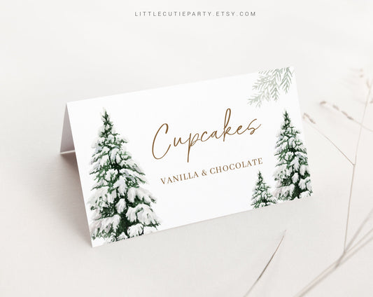 Editable Baby Its Cold Outside Baby Shower Decorations, Winter Food Labels, Food Tent cards, Folded Food Cards WINBS001