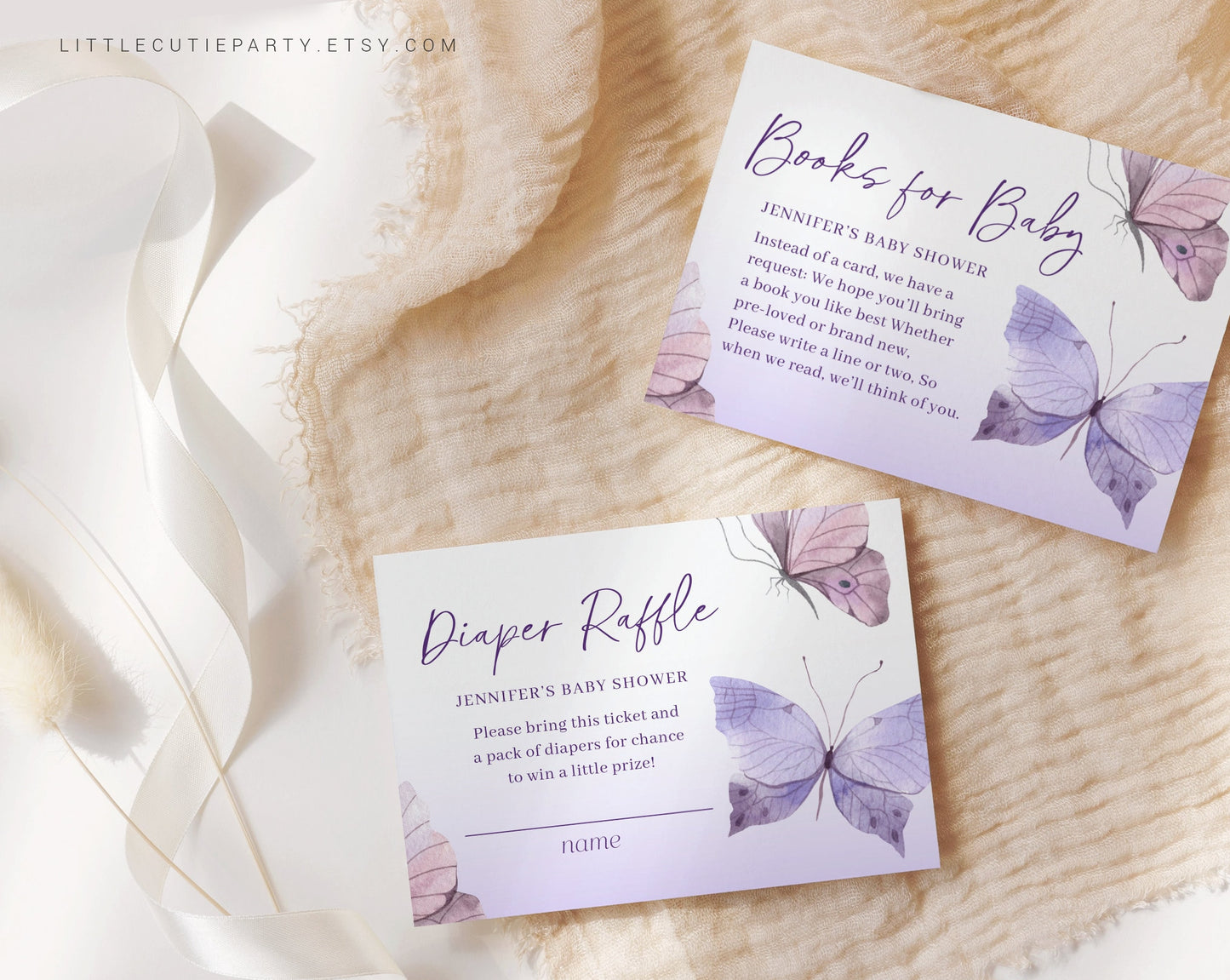 Editable Purple Butterfly Evite, Purple Butterfly Baby Shower Invitation Digital, Electronic Invite BTFBS002