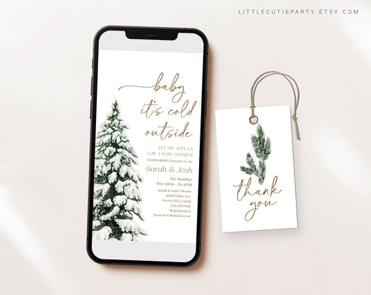 Editable Baby Its Cold Outside Evite, Winter Baby Shower Invitation, Baby Shower Electronic Invite WINBS001