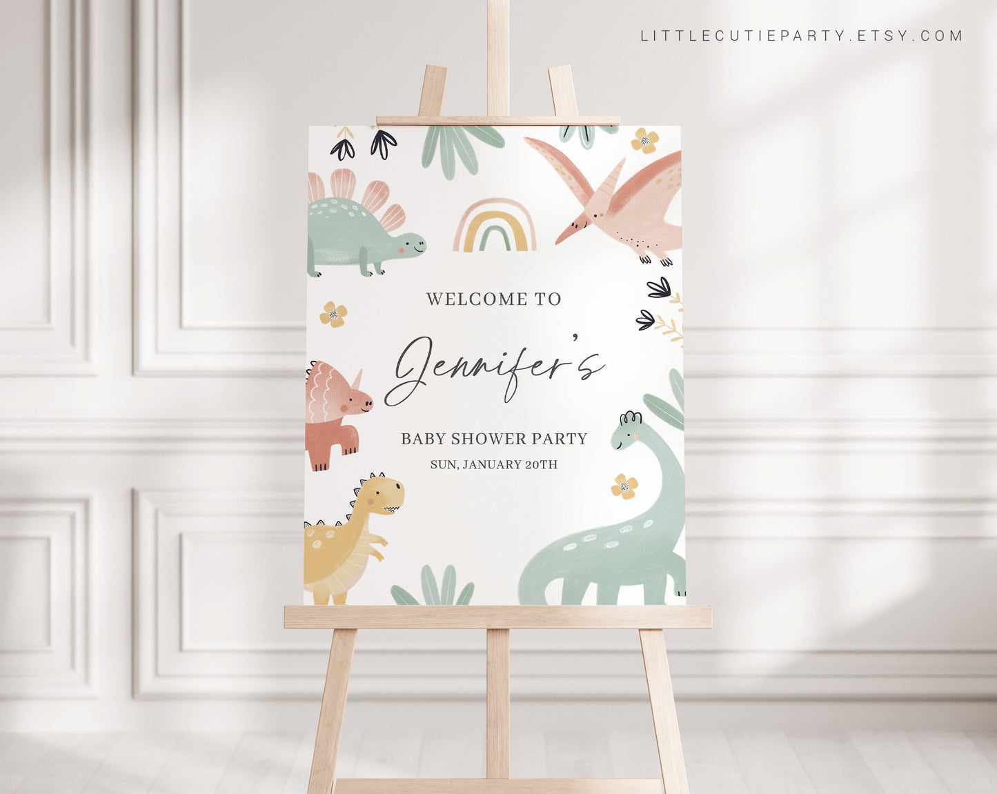 Editable Dinosaur Baby Shower Welcome sign, Dinosaur Baby Shower Sign, Welcome Board, Welcome Template Shower Decoration DINOBS001