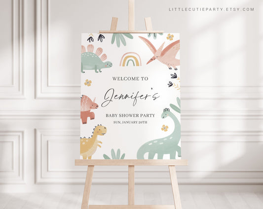 Editable Dinosaur Baby Shower Welcome sign, Dinosaur Baby Shower Sign, Welcome Board, Welcome Template Shower Decoration DINOBS001