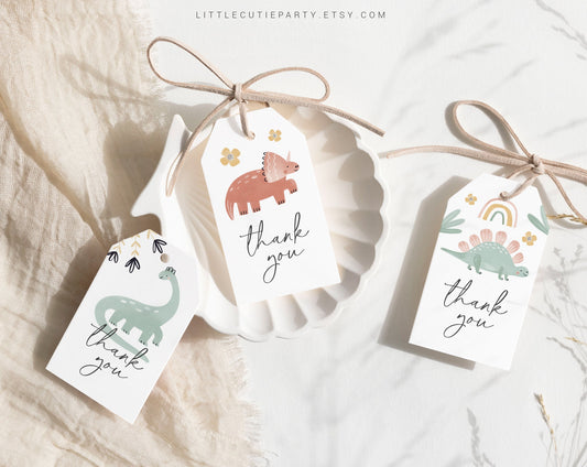 Editable Dinosaur Baby Shower Favors, Thank You Favor Tag, 3 Thank you Tags for Dino Baby Shower Party DINOBS001