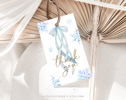 Editable Blue Winter Wonderland Baby Shower Invitation for Boy, Snowflake Baby Shower with Diaper Raffle, Books for Baby and Tag WINWBS001