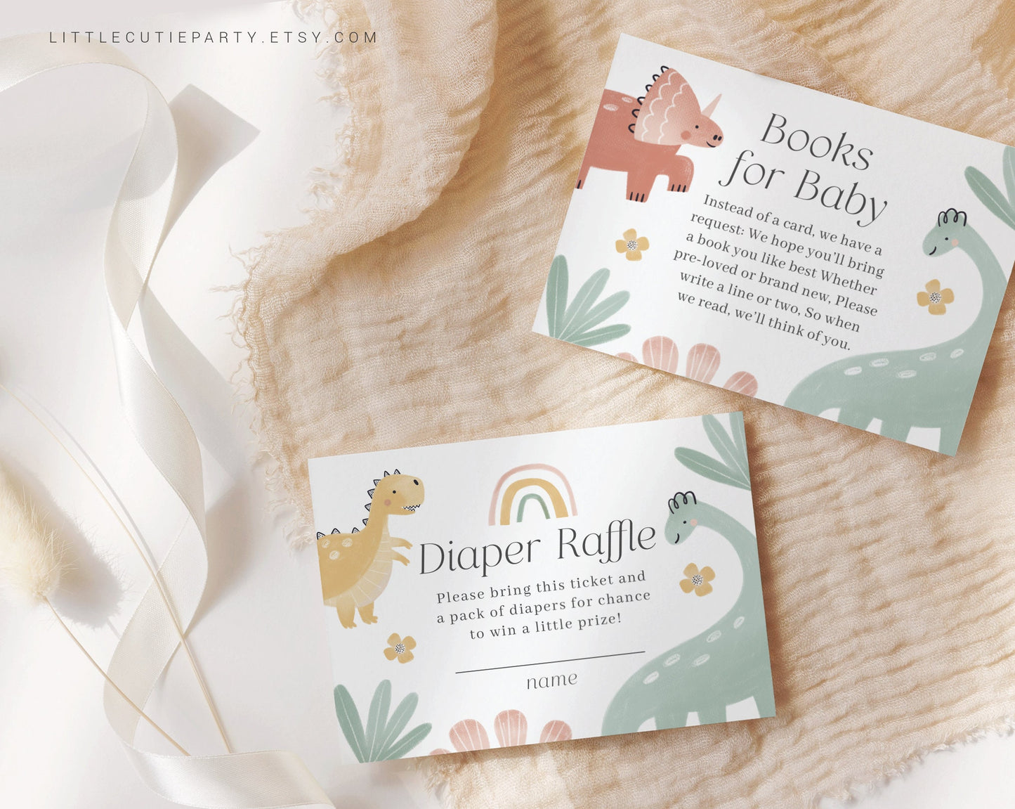Editable Dinosaur Baby Shower Invitation, Baby Shower Invitation Dinosaur, Baby Dinosaur Shower Set with Diaper Raffle and Tag DINOBS001