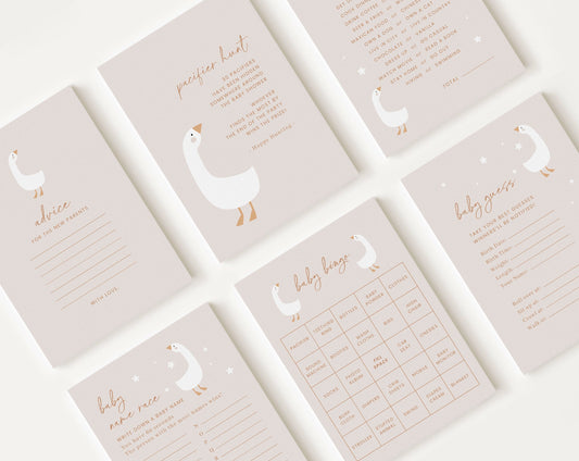 10 Editable Duck Baby Shower Games, Baby Shower Games Bundle, Gender Neutral Party Games DUCKBS003