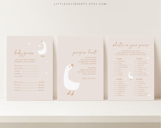 10 Editable Duck Baby Shower Games, Baby Shower Games Bundle, Gender Neutral Party Games DUCKBS003