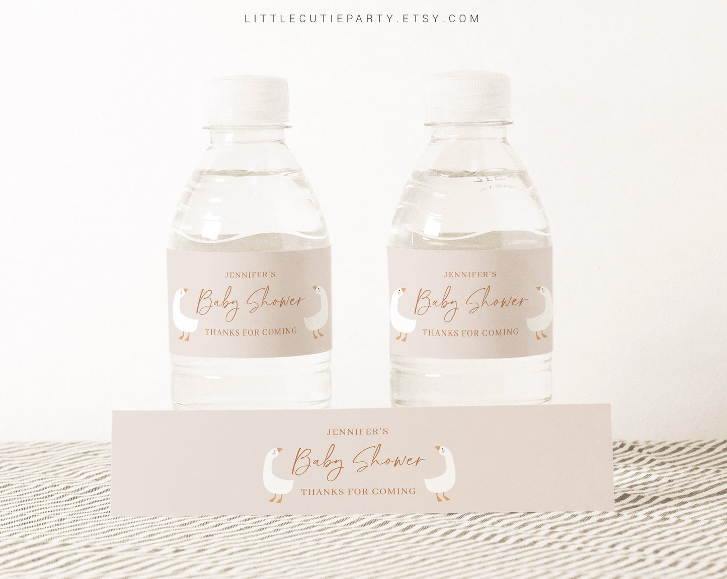Editable Duck Water Bottle Labels, Goose Bottle Labels, Baby Shower Party Decorations DUCKBS003