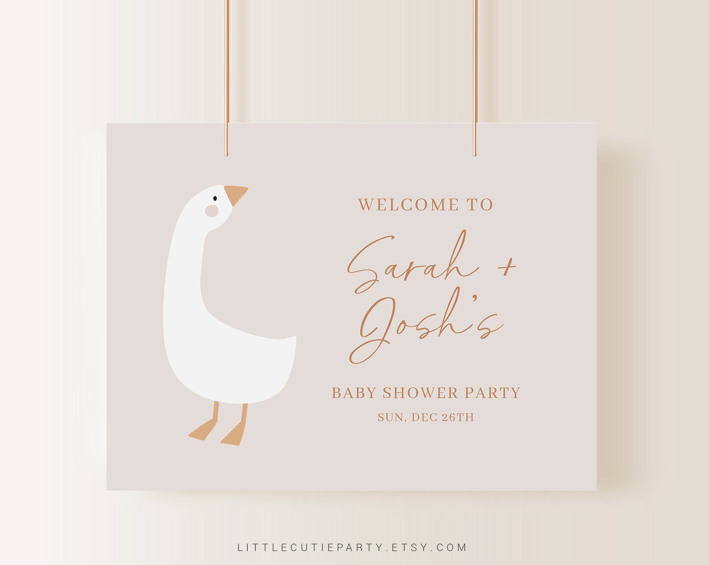 Editable Duck Baby Shower Banner, Duck Backdrop, Goose Vinyl Banner for Baby Shower Party DUCKBS003