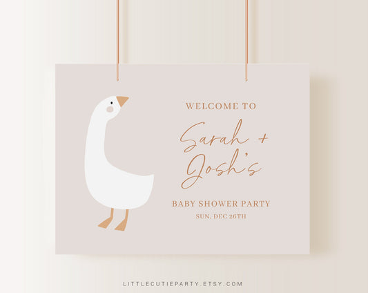 Editable Duck Baby Shower Banner, Duck Backdrop, Goose Vinyl Banner for Baby Shower Party DUCKBS003