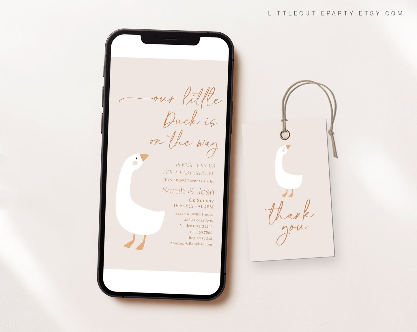 Editable Duck Baby Shower Evite, Duck Baby Shower Invitation, Duck Birthday Electronic Invite DUCKBS003