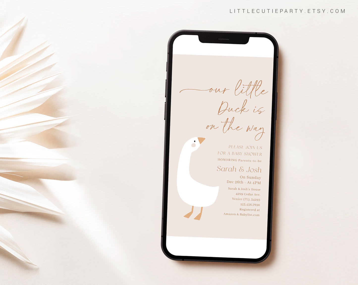 Editable Duck Baby Shower Evite, Duck Baby Shower Invitation, Duck Birthday Electronic Invite DUCKBS003
