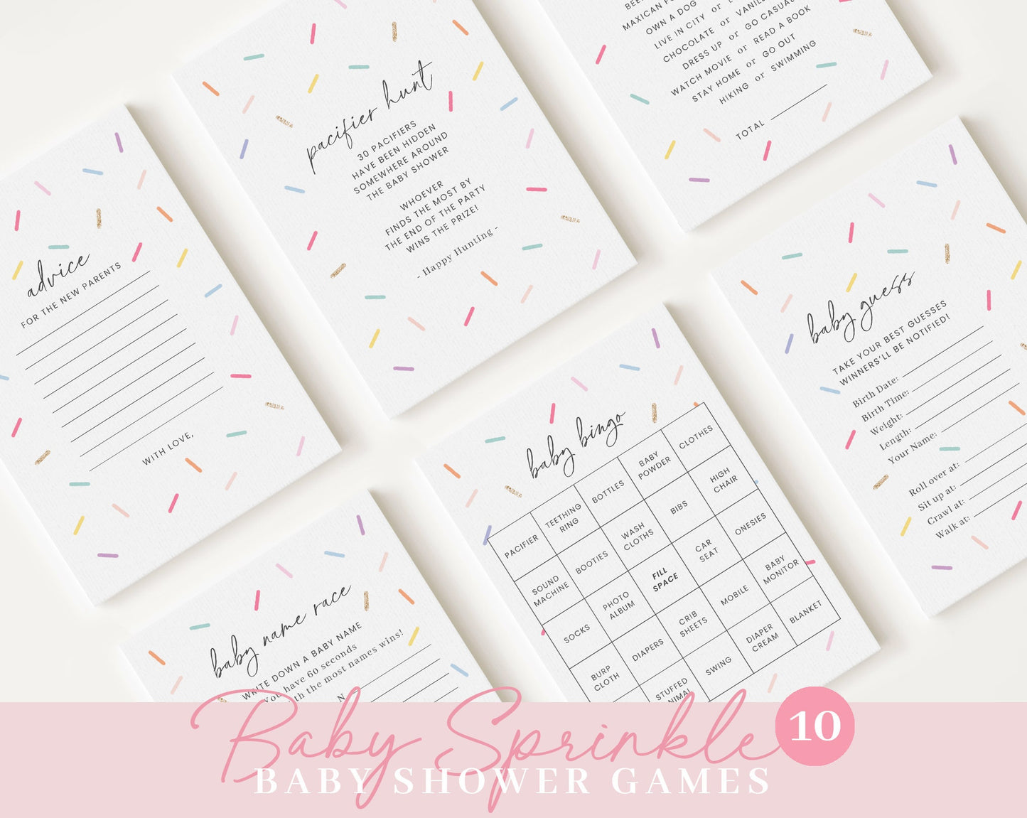 Editable Baby Sprinkle Bundle Set, Sprinkle Baby Shower Invitation Set with Games Bundle and All Sprinkles Party Decorations SPKBS001