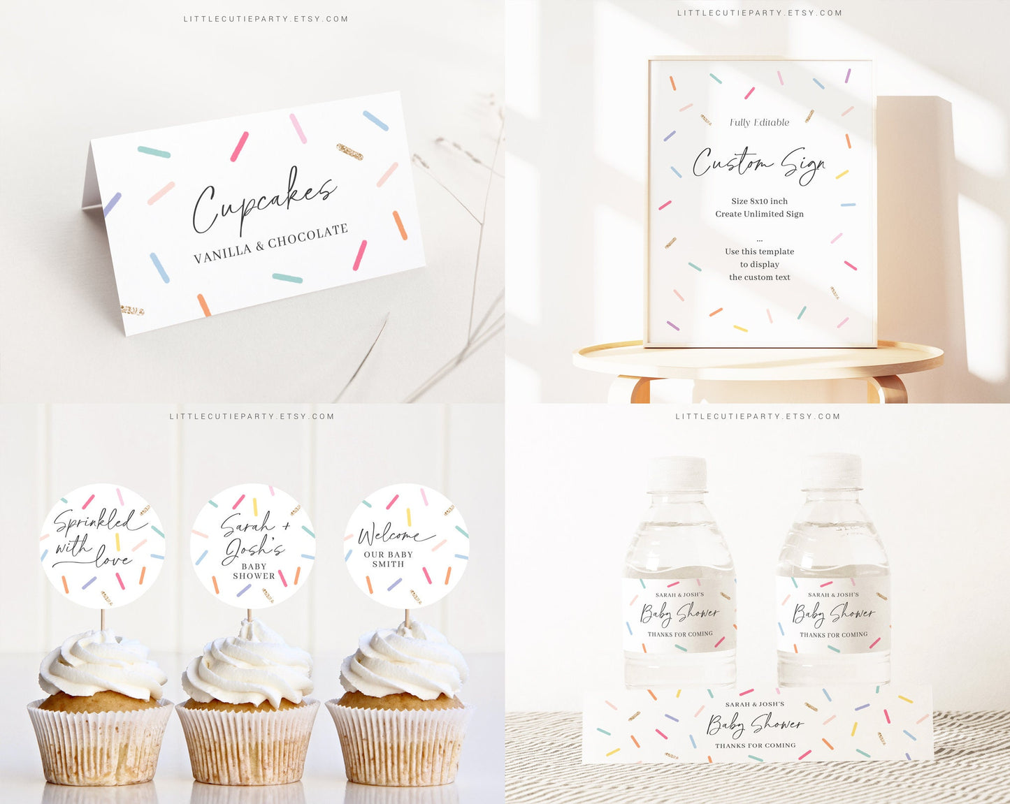 Editable Baby Sprinkle Bundle Set, Sprinkle Baby Shower Invitation Set with Games Bundle and All Sprinkles Party Decorations SPKBS001