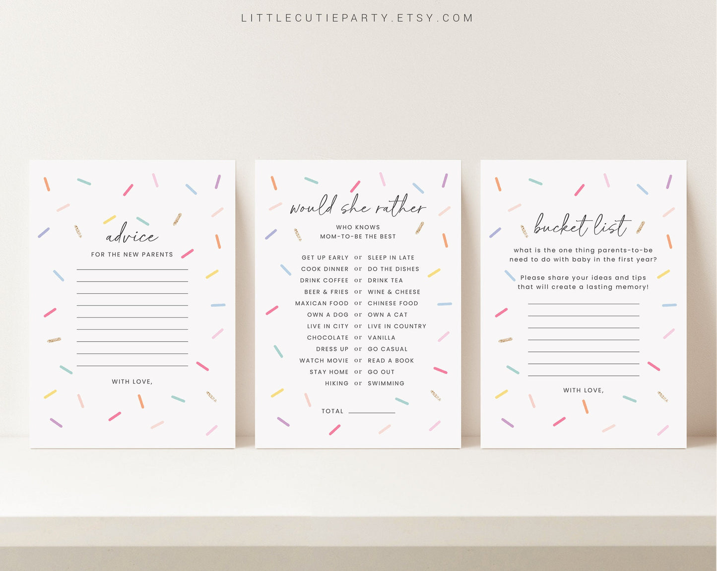 10 Editable Sprinkle Baby Shower Games, Sprinkled With Love Shower Games Bundle, Neutral Baby Shower Party Games SPKBS001