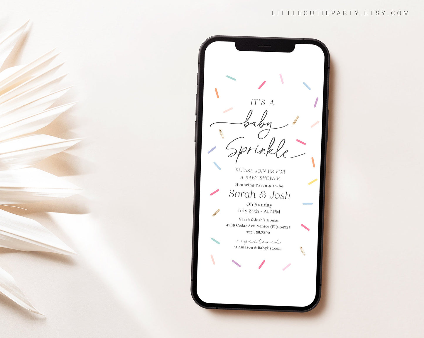 Editable Phone Baby Sprinkle, Baby Sprinkle Invite, Baby Sprinkle Invitation Electronic, Digital Invitation for Sprinkles Party SPKBS001