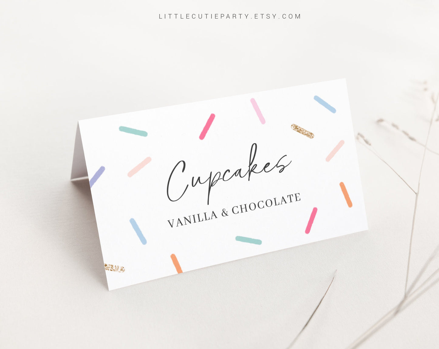 Editable Baby Sprinkle Food Labels, Sprinkled With Love Food Tent cards, Folded Food Cards for Sprinkle Baby Shower Theme SPKBS001