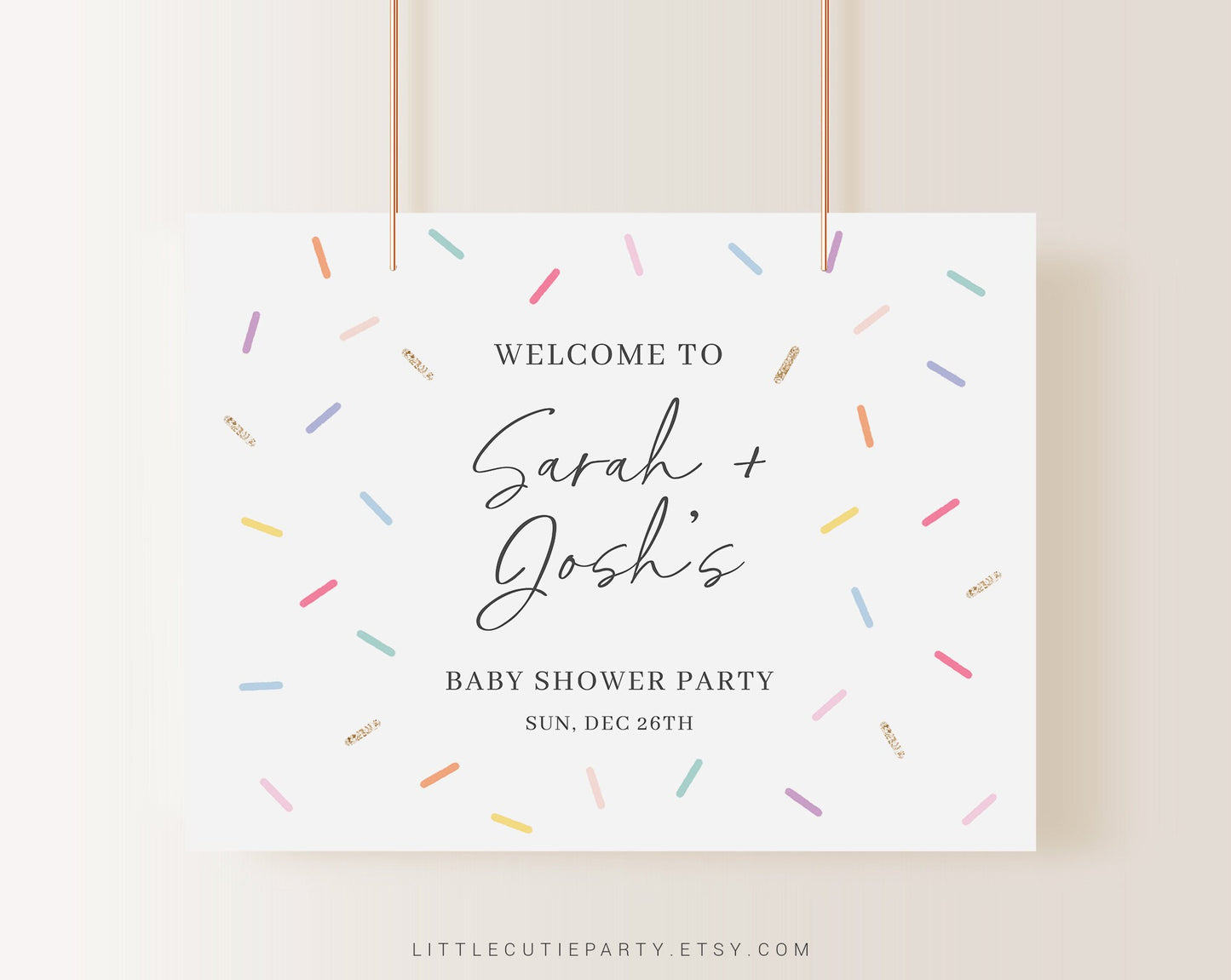 Editable Baby Sprinkle Backdrop, Sprinkles Party Welcome Sign, Banner for Baby Sprinkle Decorations Party SPKBS001