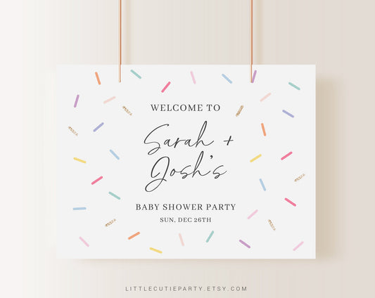 Editable Baby Sprinkle Backdrop, Sprinkles Party Welcome Sign, Banner for Baby Sprinkle Decorations Party SPKBS001